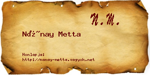 Nánay Metta névjegykártya